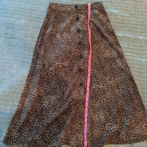 OAK + FORT Cheetah print midi skirt